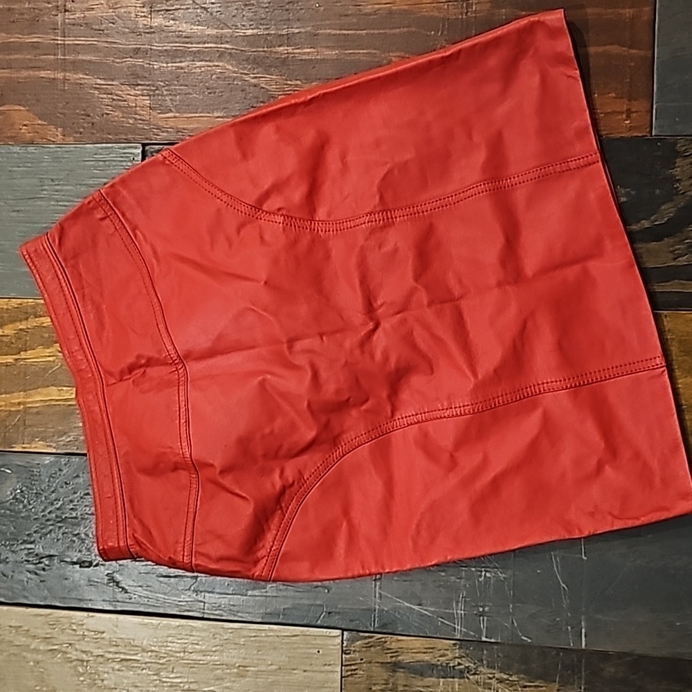 LAURICE pencil skirt leather Red‎ sz 7/8